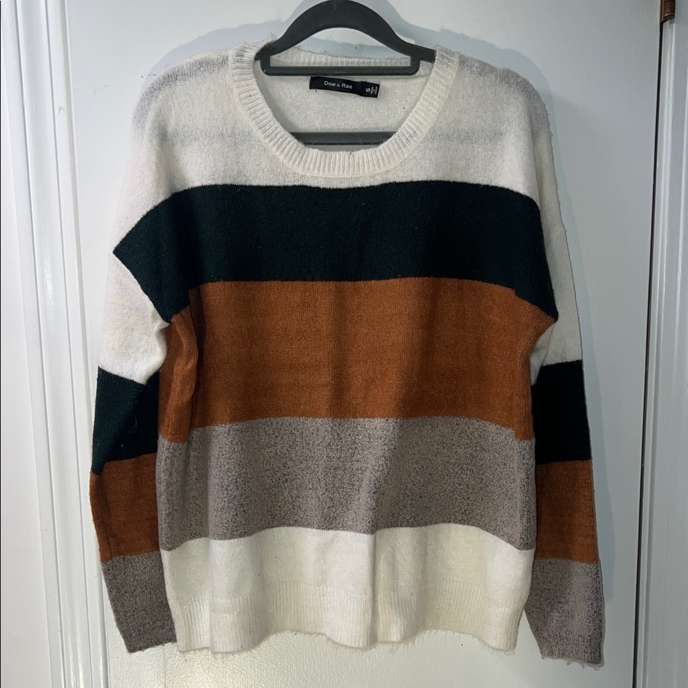 Doe & Rae Multicolor Striped Crew Neck Sweater